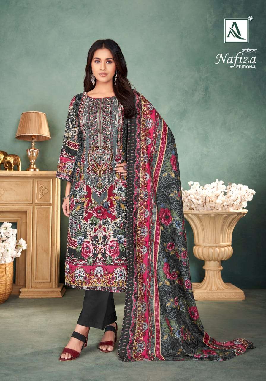 ALOK SUITS NAFIZA VOL 4 COTTON PAKISTANI PRINT WITH FANCY EMBROIDERY SUIT