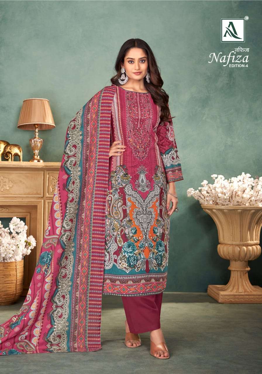 ALOK SUITS NAFIZA VOL 4 COTTON PAKISTANI PRINT WITH FANCY EMBROIDERY SUIT