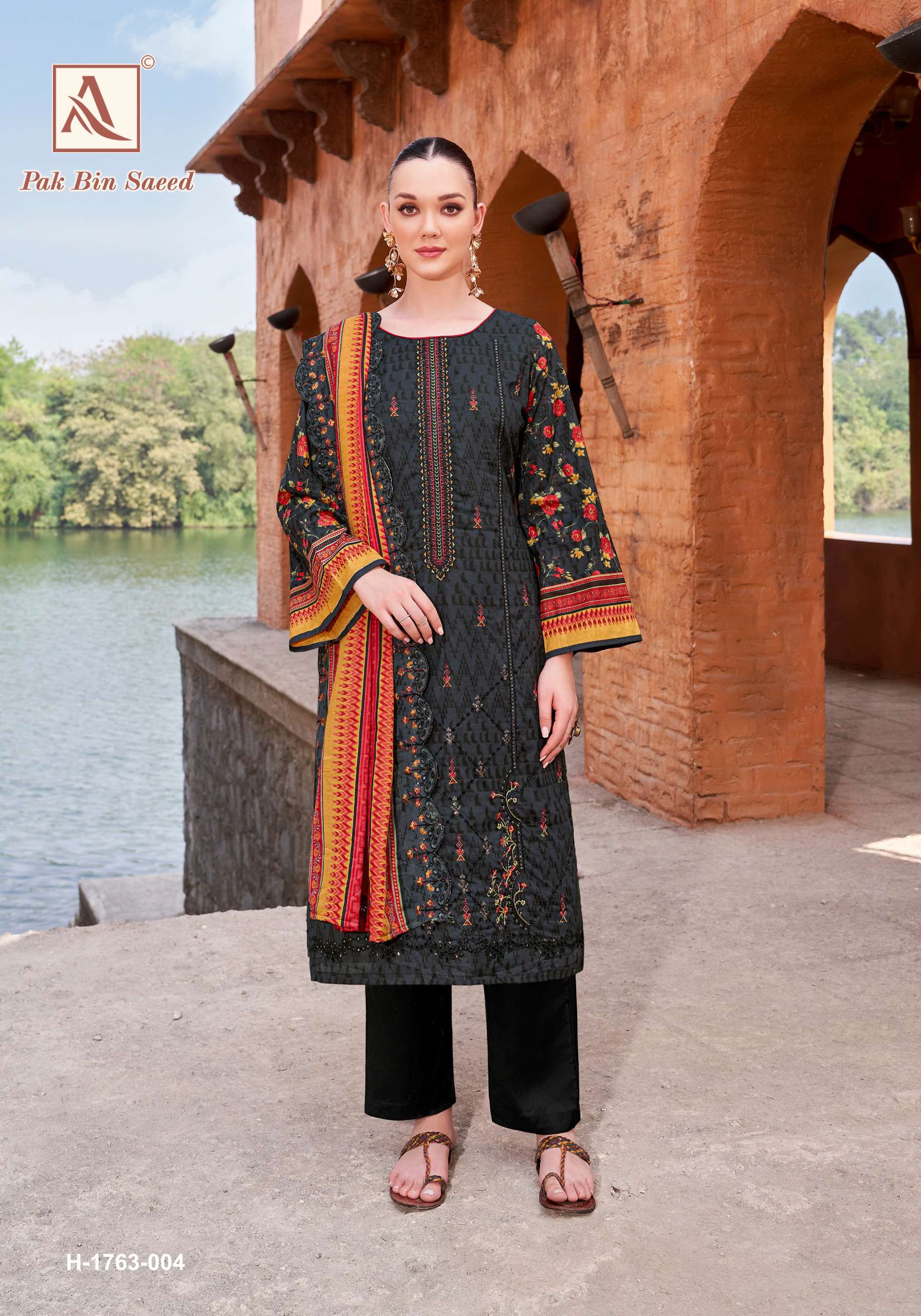 ALOK SUITS PAK BIN SAEED COTTON PRINT WITH FANCY EMBROIDERY WORK SUIT