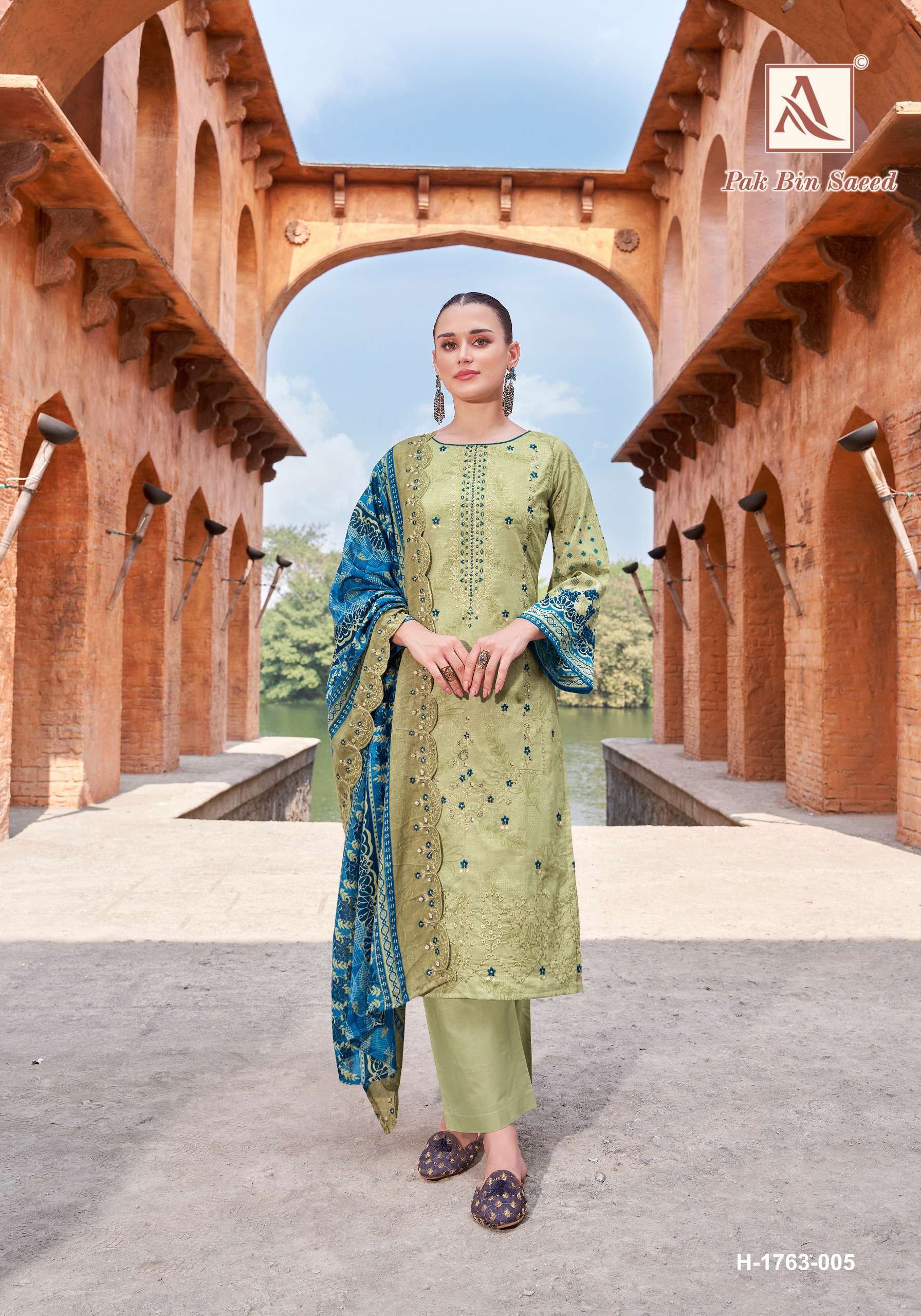 ALOK SUITS PAK BIN SAEED COTTON PRINT WITH FANCY EMBROIDERY WORK SUIT