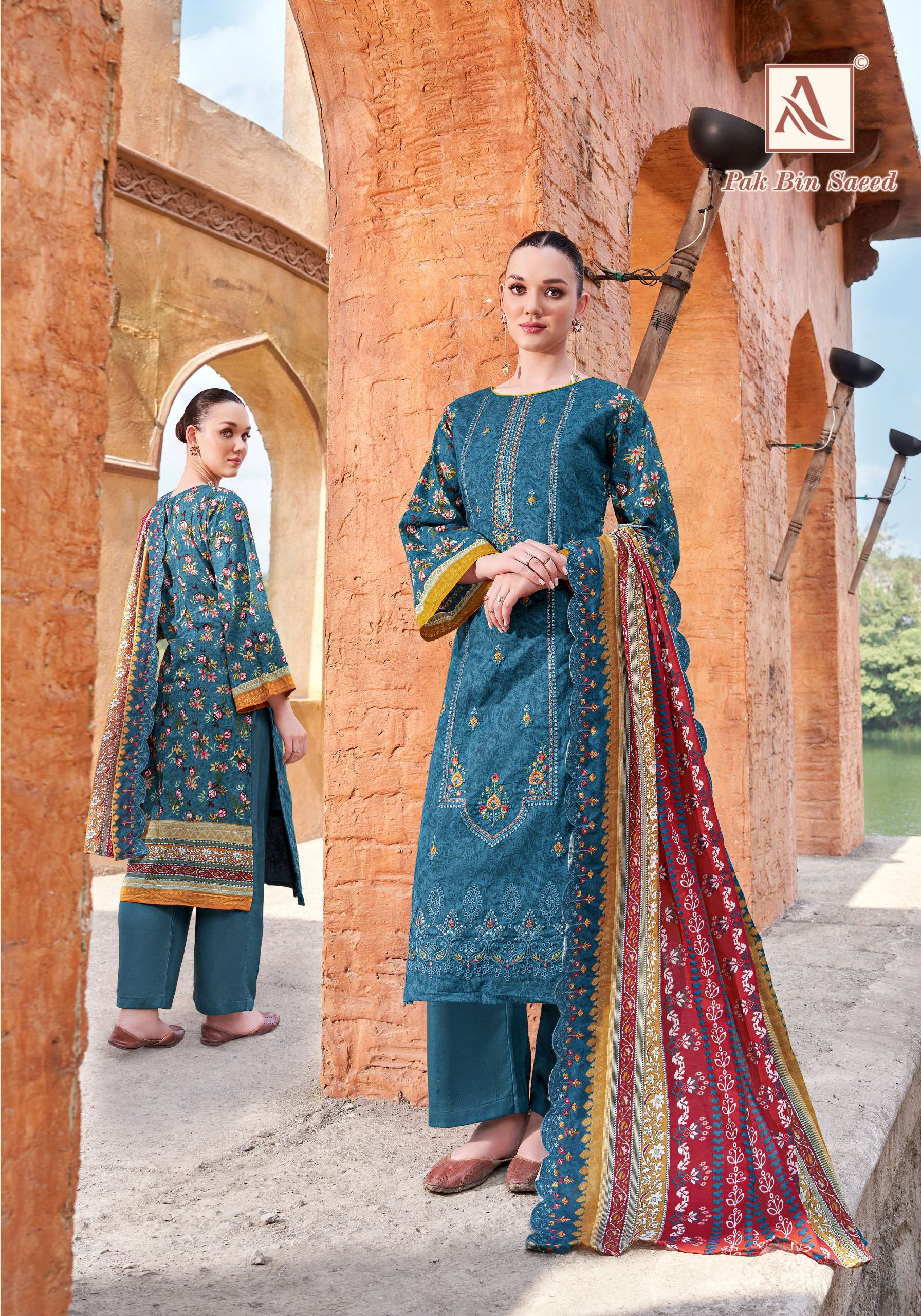 ALOK SUITS PAK BIN SAEED COTTON PRINT WITH FANCY EMBROIDERY WORK SUIT