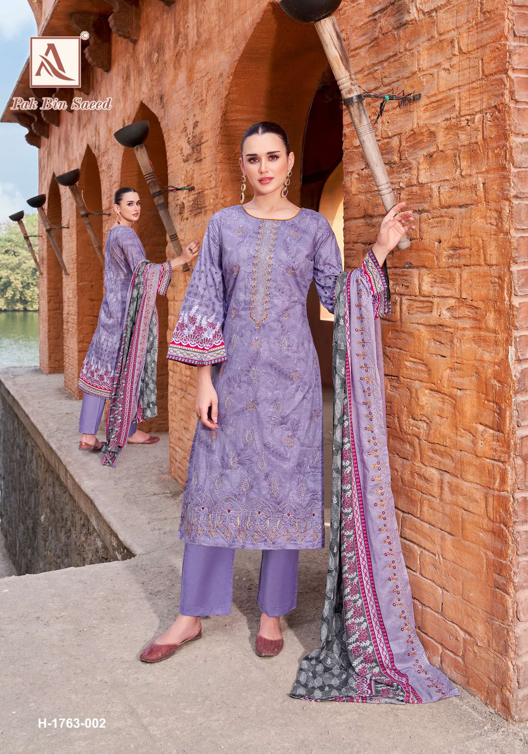 ALOK SUITS PAK BIN SAEED COTTON PRINT WITH FANCY EMBROIDERY WORK SUIT