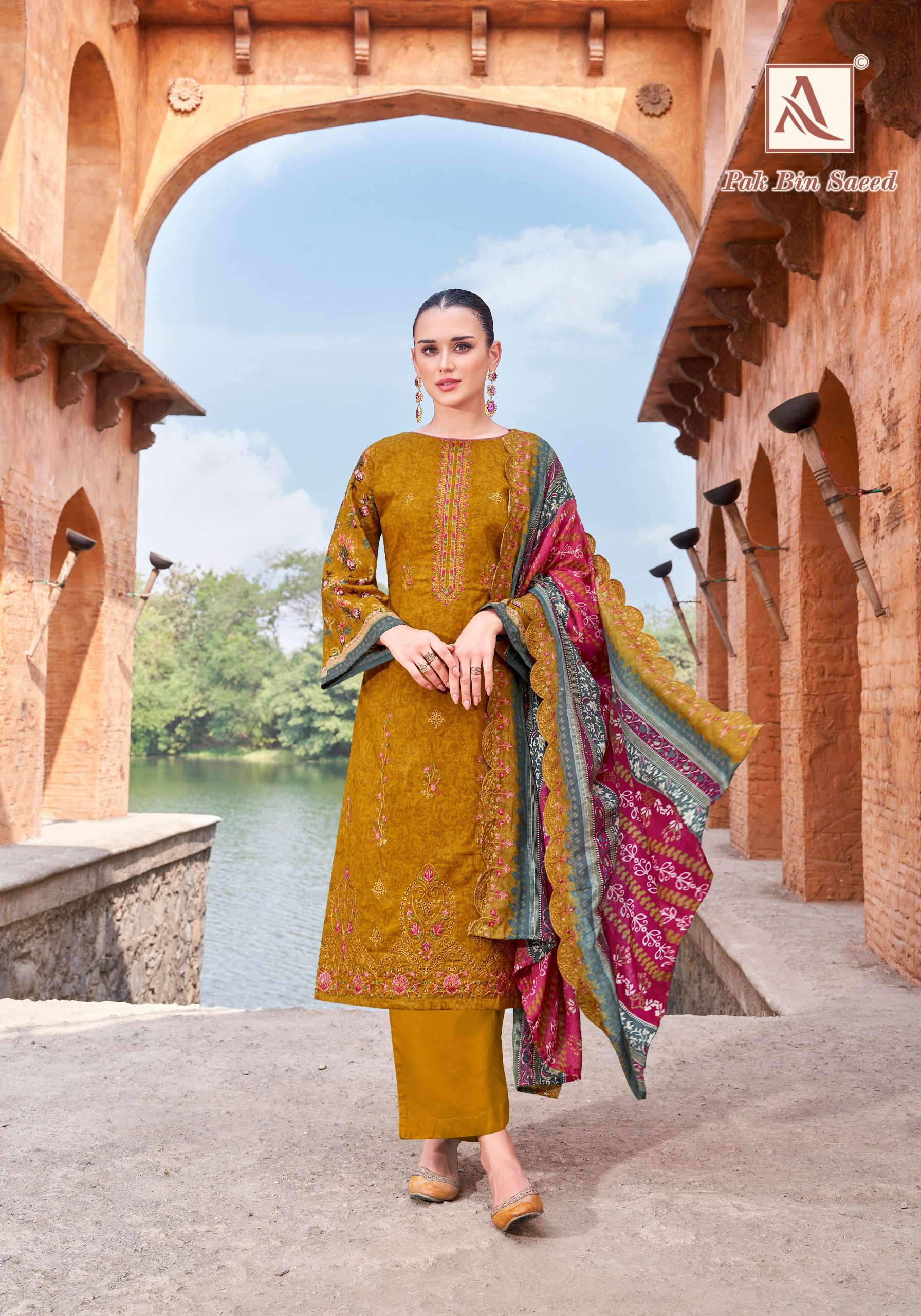 ALOK SUITS PAK BIN SAEED COTTON PRINT WITH FANCY EMBROIDERY WORK SUIT