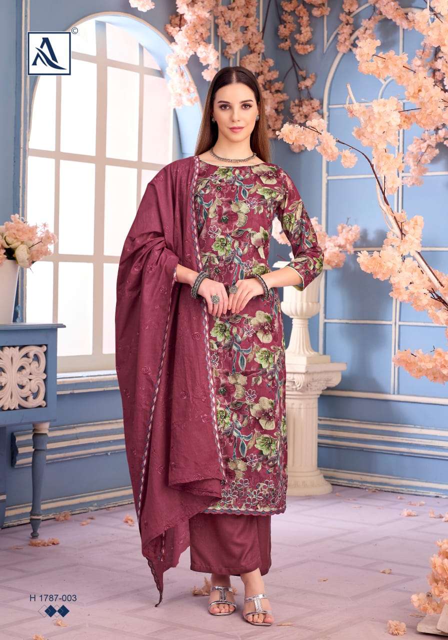 ALOK SUITS RIZWANA COTTON PRINT WITH FANCY EMBROIDERY WORK SUIT
