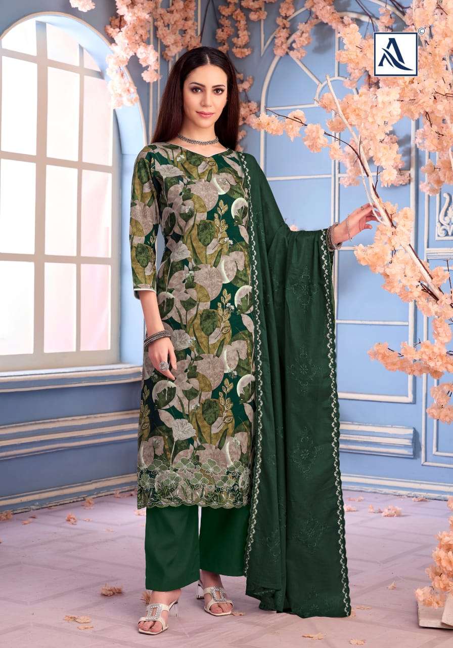 ALOK SUITS RIZWANA COTTON PRINT WITH FANCY EMBROIDERY WORK SUIT