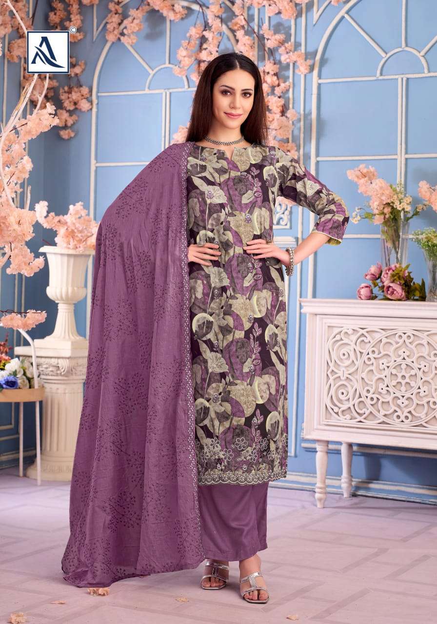 ALOK SUITS RIZWANA COTTON PRINT WITH FANCY EMBROIDERY WORK SUIT