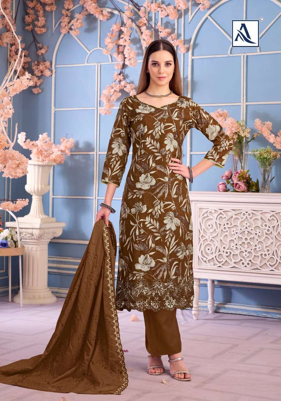 ALOK SUITS RIZWANA COTTON PRINT WITH FANCY EMBROIDERY WORK SUIT