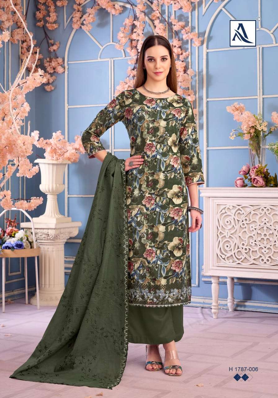 ALOK SUITS RIZWANA COTTON PRINT WITH FANCY EMBROIDERY WORK SUIT