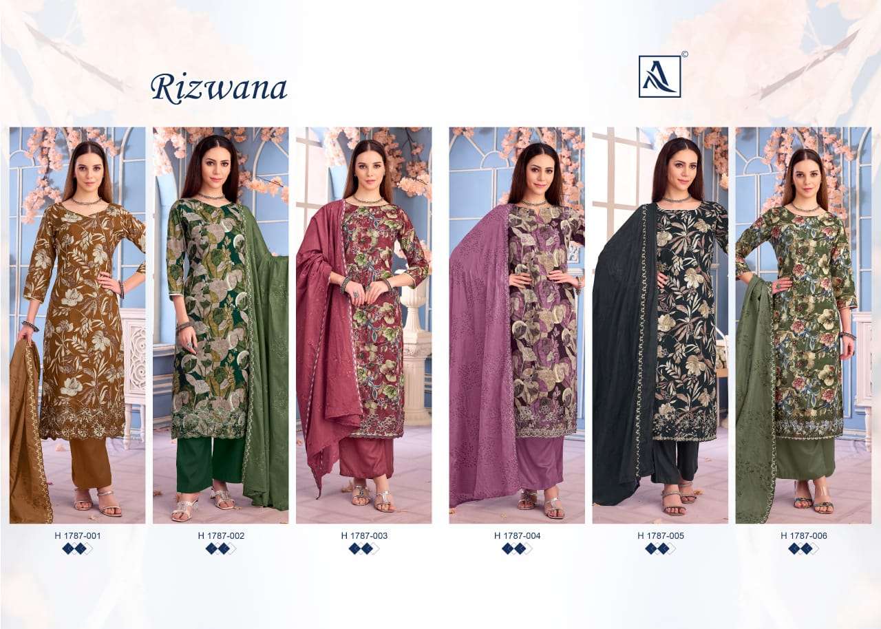 ALOK SUITS RIZWANA COTTON PRINT WITH FANCY EMBROIDERY WORK SUIT