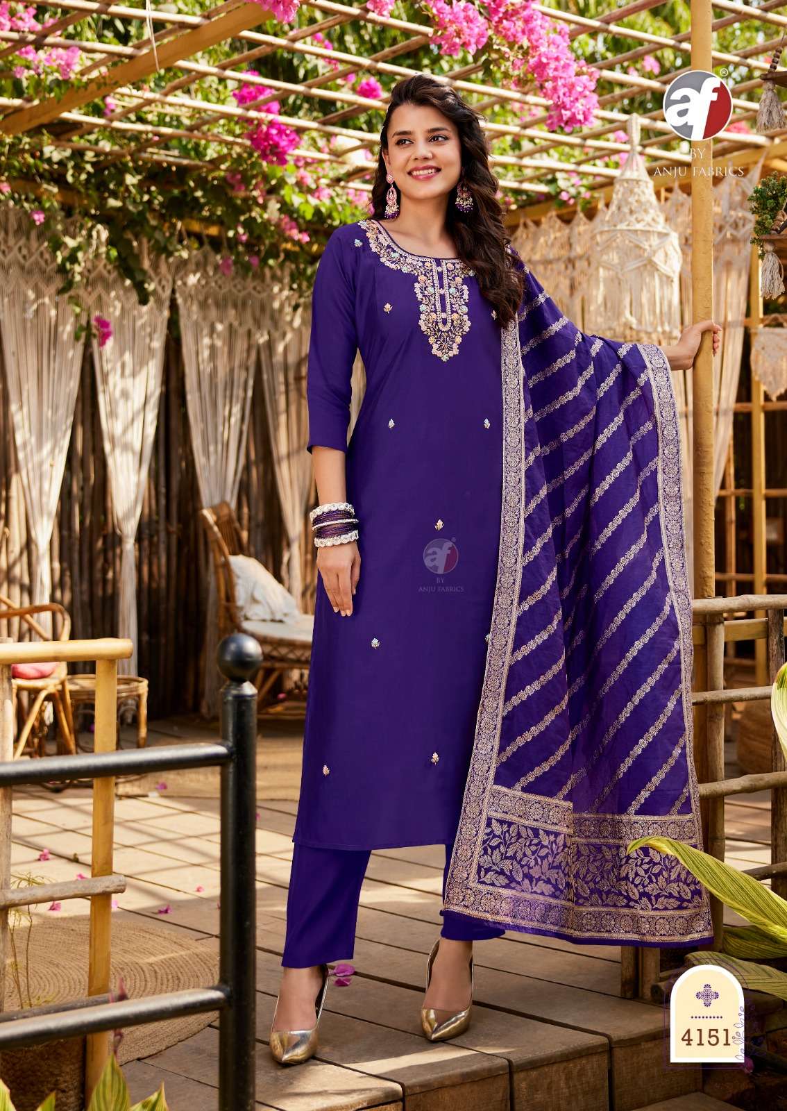 ANJU FABRICS VASTRA VOL 5 SILK DESIGNER KURTI WITH PENT WITH DUPATTA SET