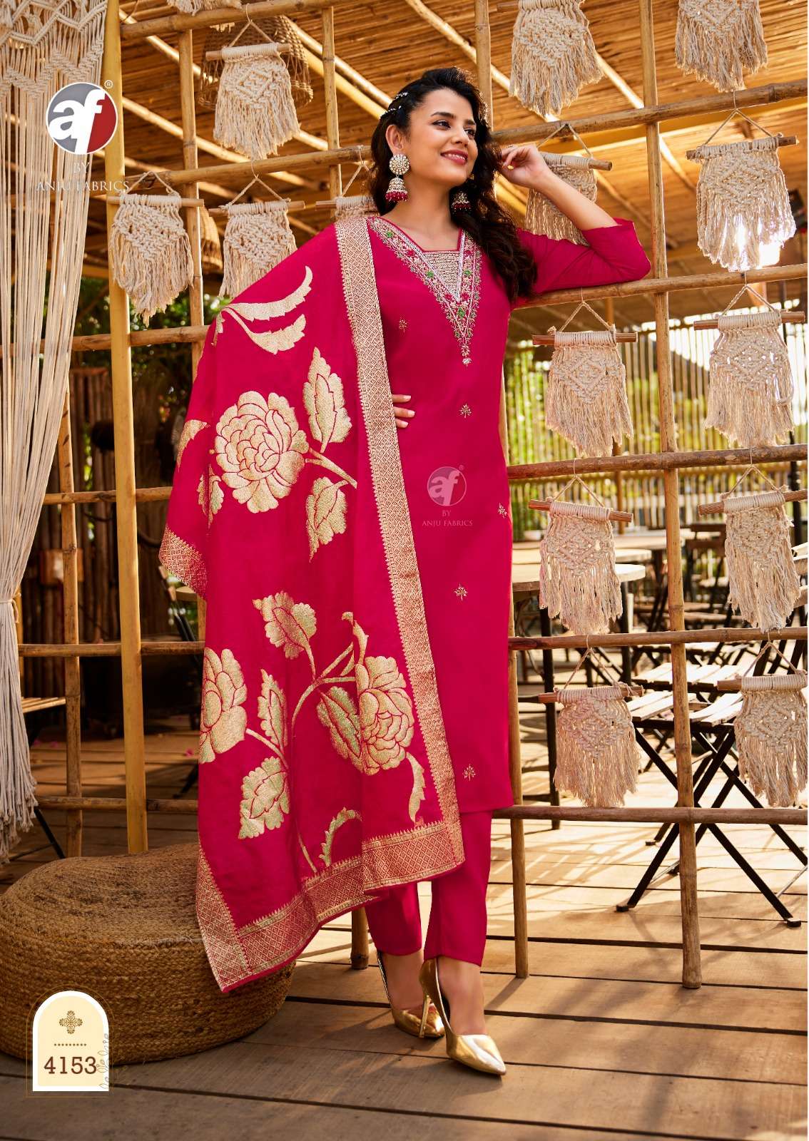 ANJU FABRICS VASTRA VOL 5 SILK DESIGNER KURTI WITH PENT WITH DUPATTA SET