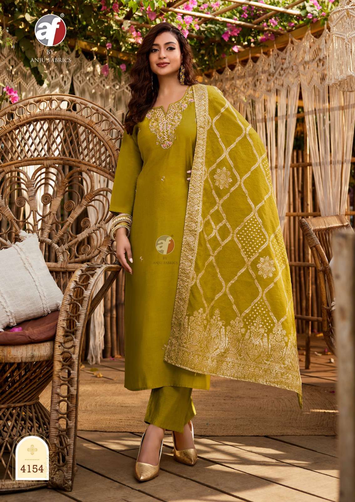 ANJU FABRICS VASTRA VOL 5 SILK DESIGNER KURTI WITH PENT WITH DUPATTA SET