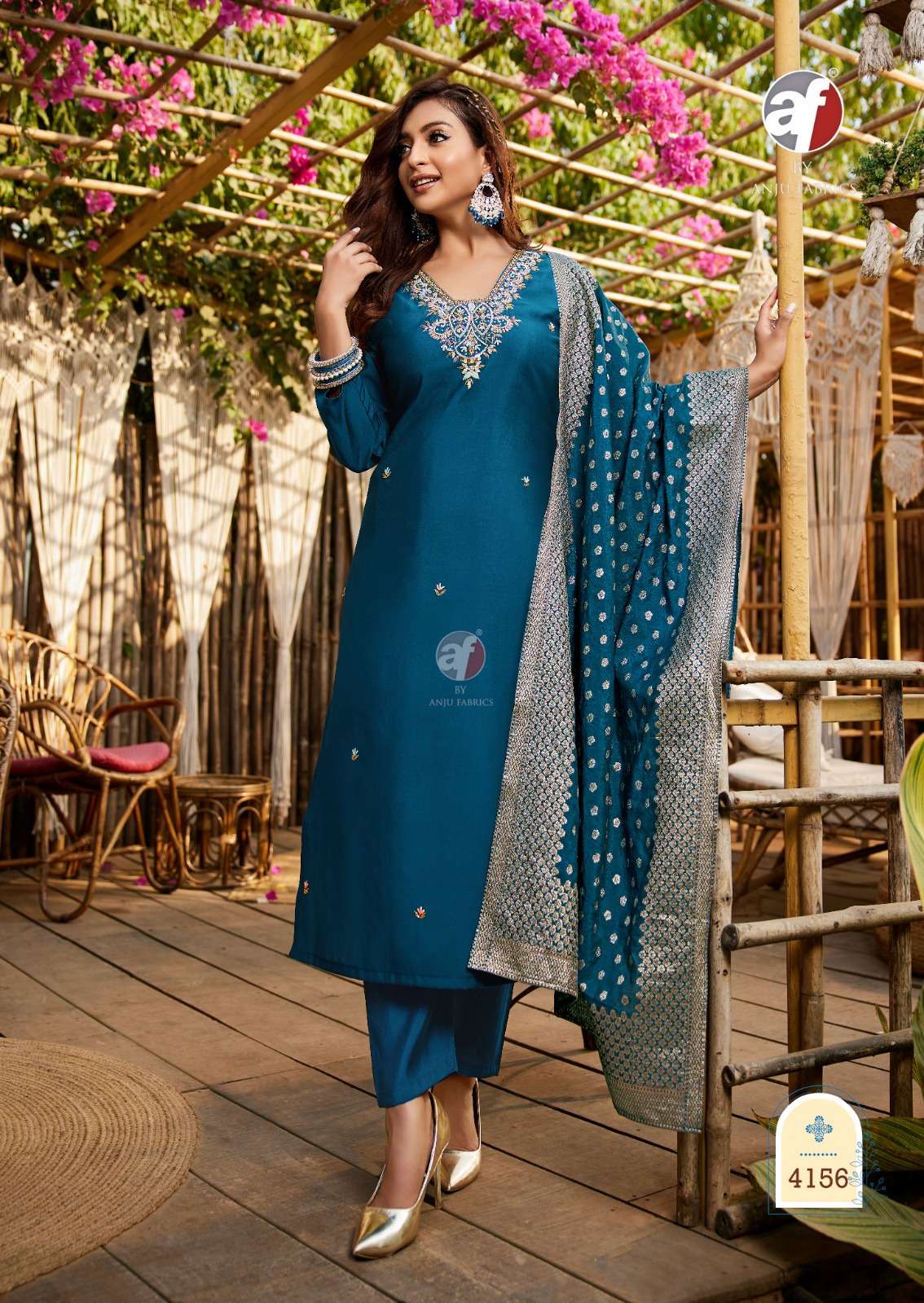 ANJU FABRICS VASTRA VOL 5 SILK DESIGNER KURTI WITH PENT WITH DUPATTA SET