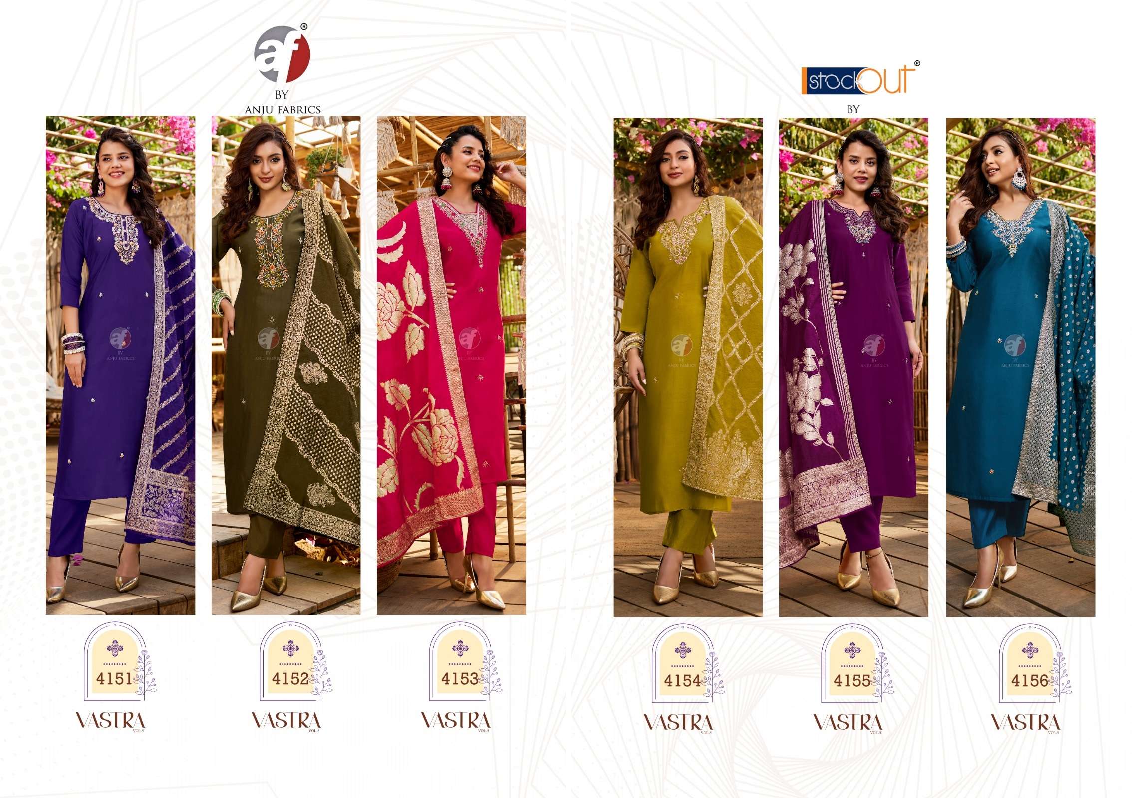 ANJU FABRICS VASTRA VOL 5 SILK DESIGNER KURTI WITH PENT WITH DUPATTA SET