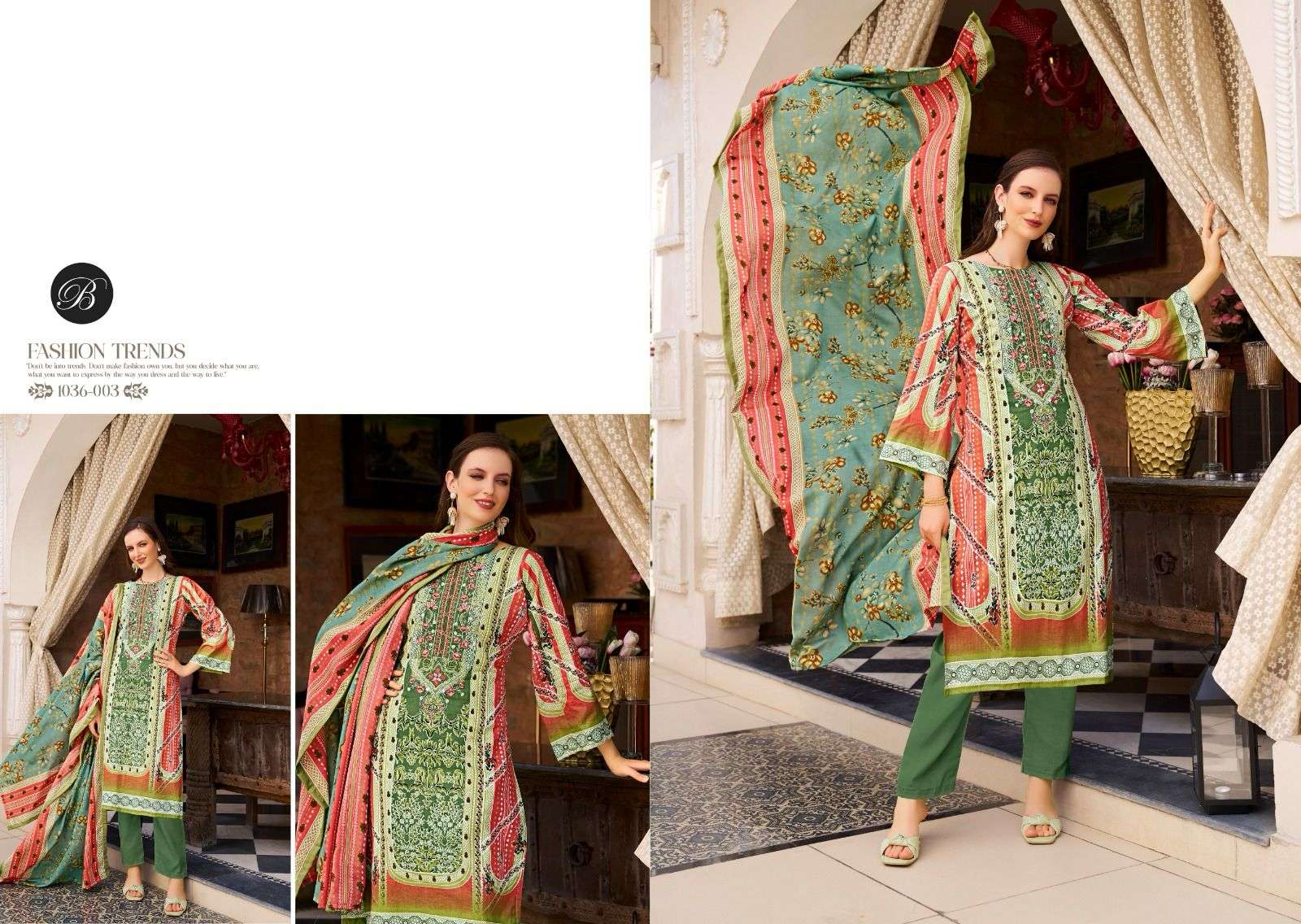 BELLIZA DESIGNER STUDIO NAIRA VOL 93 COTTON DIGITAL PRINT WITH FANCY WORK SUIT