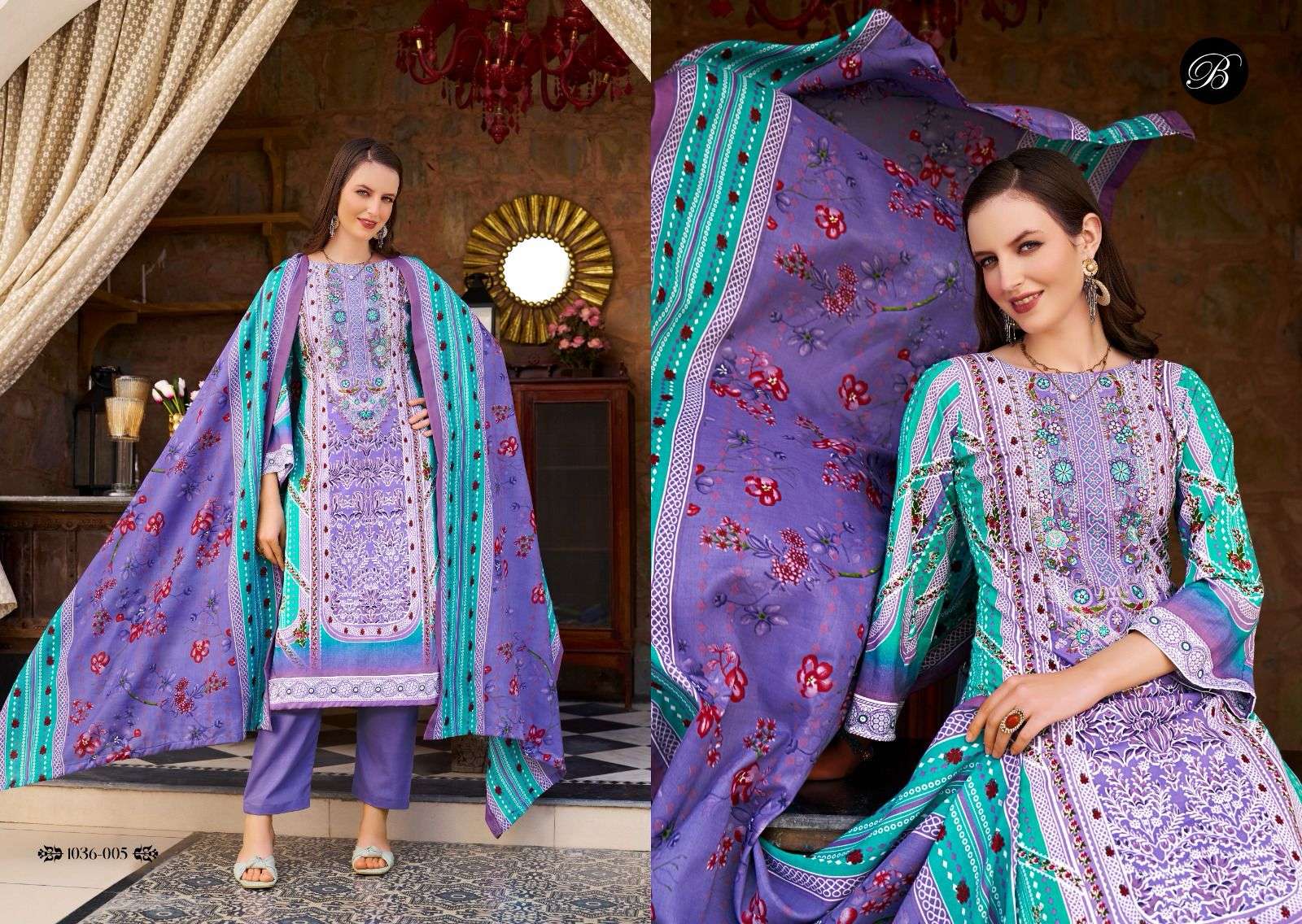BELLIZA DESIGNER STUDIO NAIRA VOL 93 COTTON DIGITAL PRINT WITH FANCY WORK SUIT