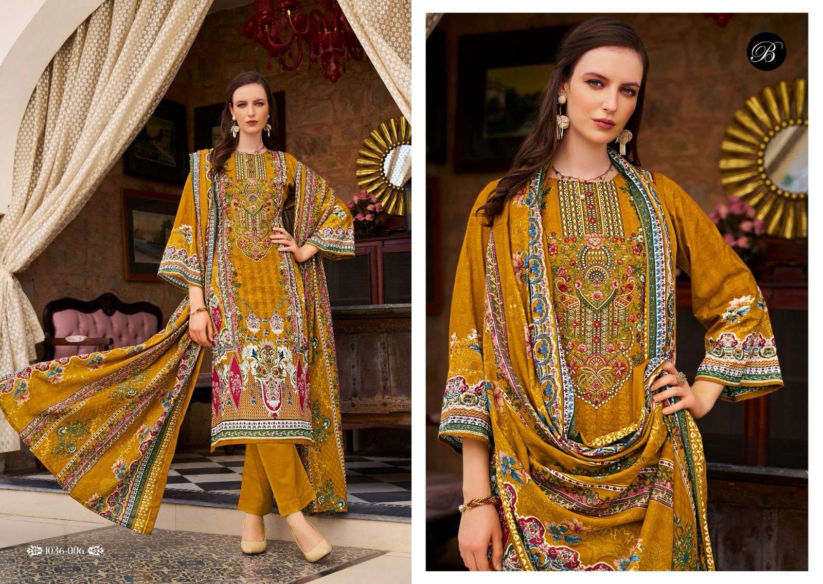 BELLIZA DESIGNER STUDIO NAIRA VOL 93 COTTON DIGITAL PRINT WITH FANCY WORK SUIT