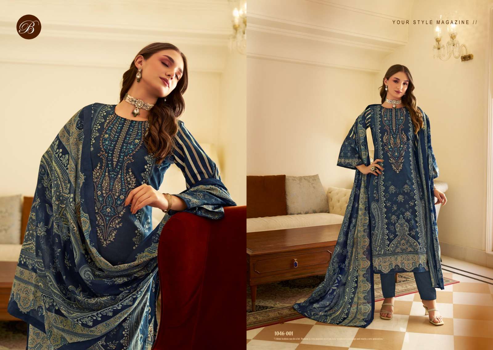BELLIZA DESIGNER STUDIO NAIRA VOL 94 COTTON DIGITAL PRINT WITH FANCY WORK SUIT