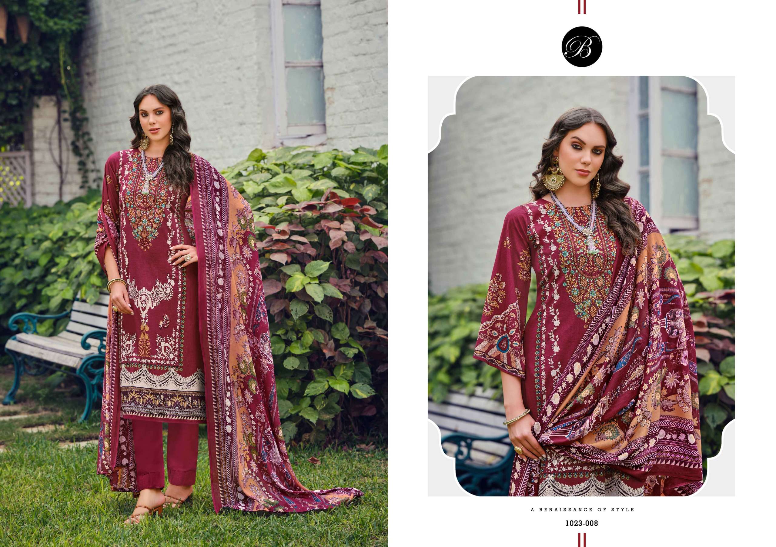 BELLIZA DESIGNER STUDIO RIWAYAT VOL 10 VISCOSE DIGITAL PRINT WITH FANCY WORK SUIT