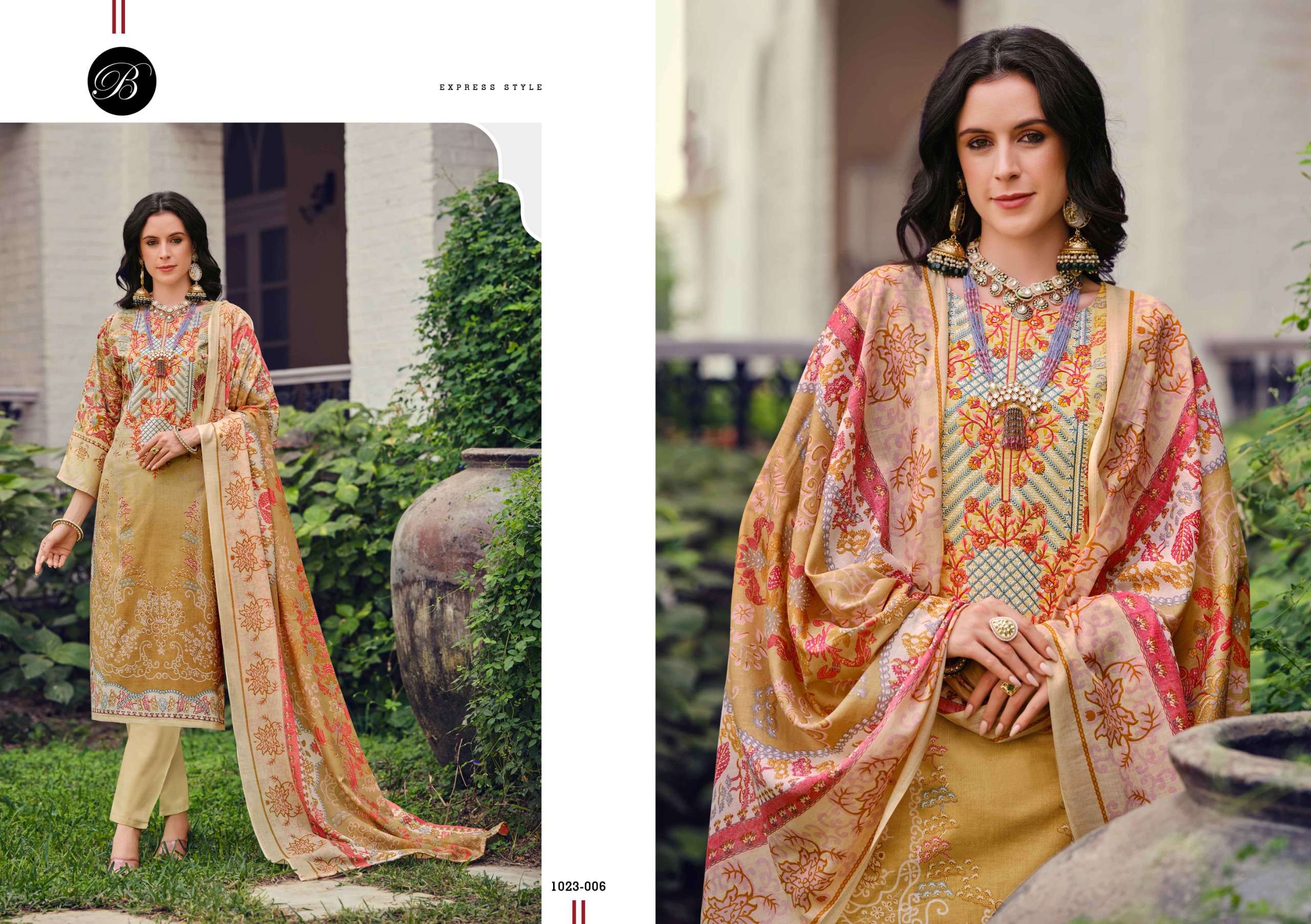 BELLIZA DESIGNER STUDIO RIWAYAT VOL 10 VISCOSE DIGITAL PRINT WITH FANCY WORK SUIT