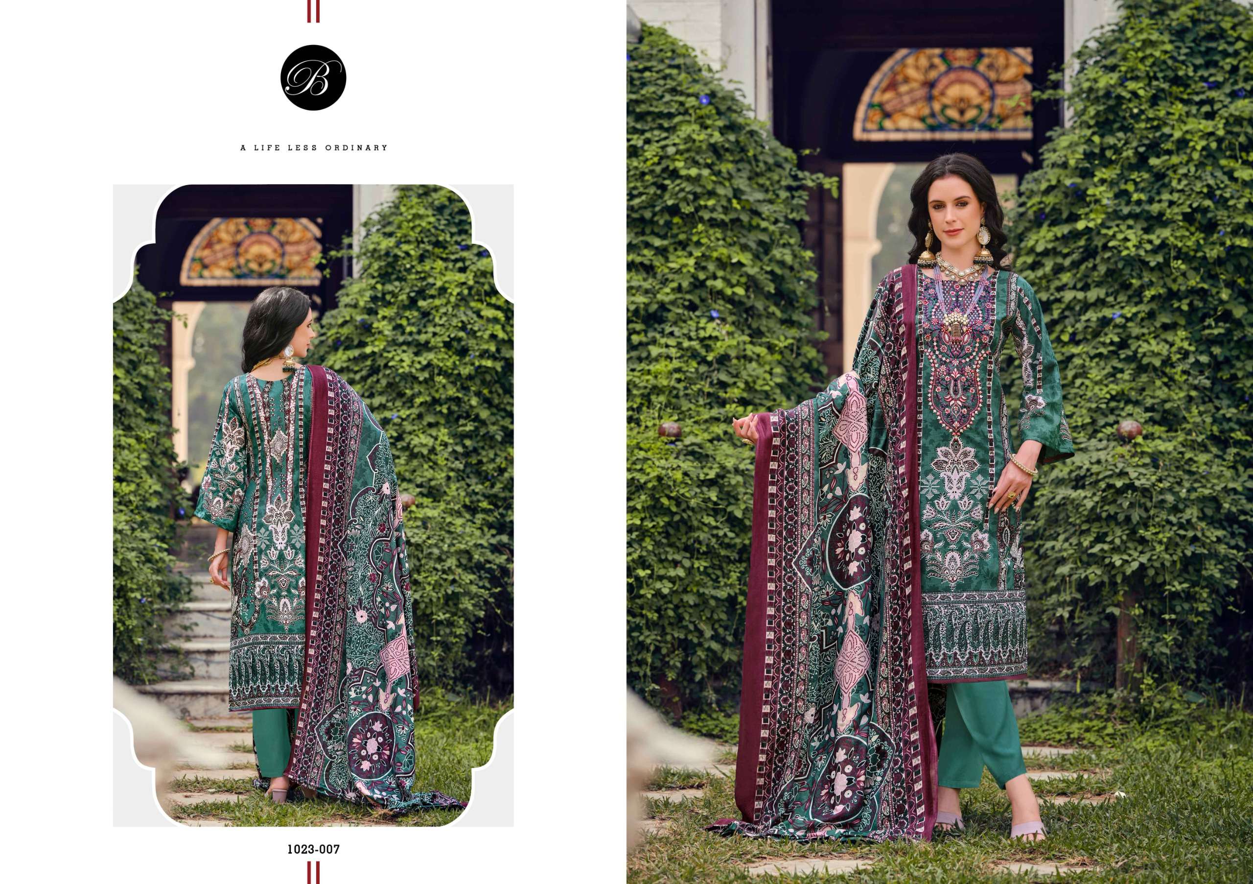 BELLIZA DESIGNER STUDIO RIWAYAT VOL 10 VISCOSE DIGITAL PRINT WITH FANCY WORK SUIT