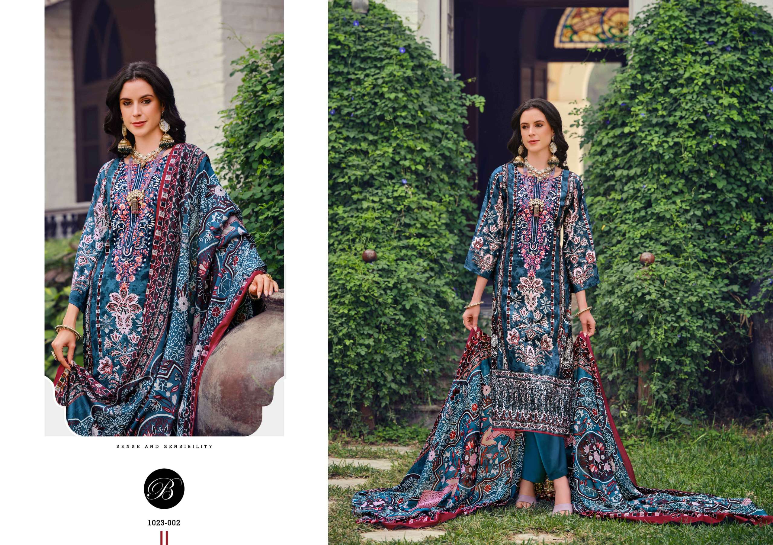 BELLIZA DESIGNER STUDIO RIWAYAT VOL 10 VISCOSE DIGITAL PRINT WITH FANCY WORK SUIT