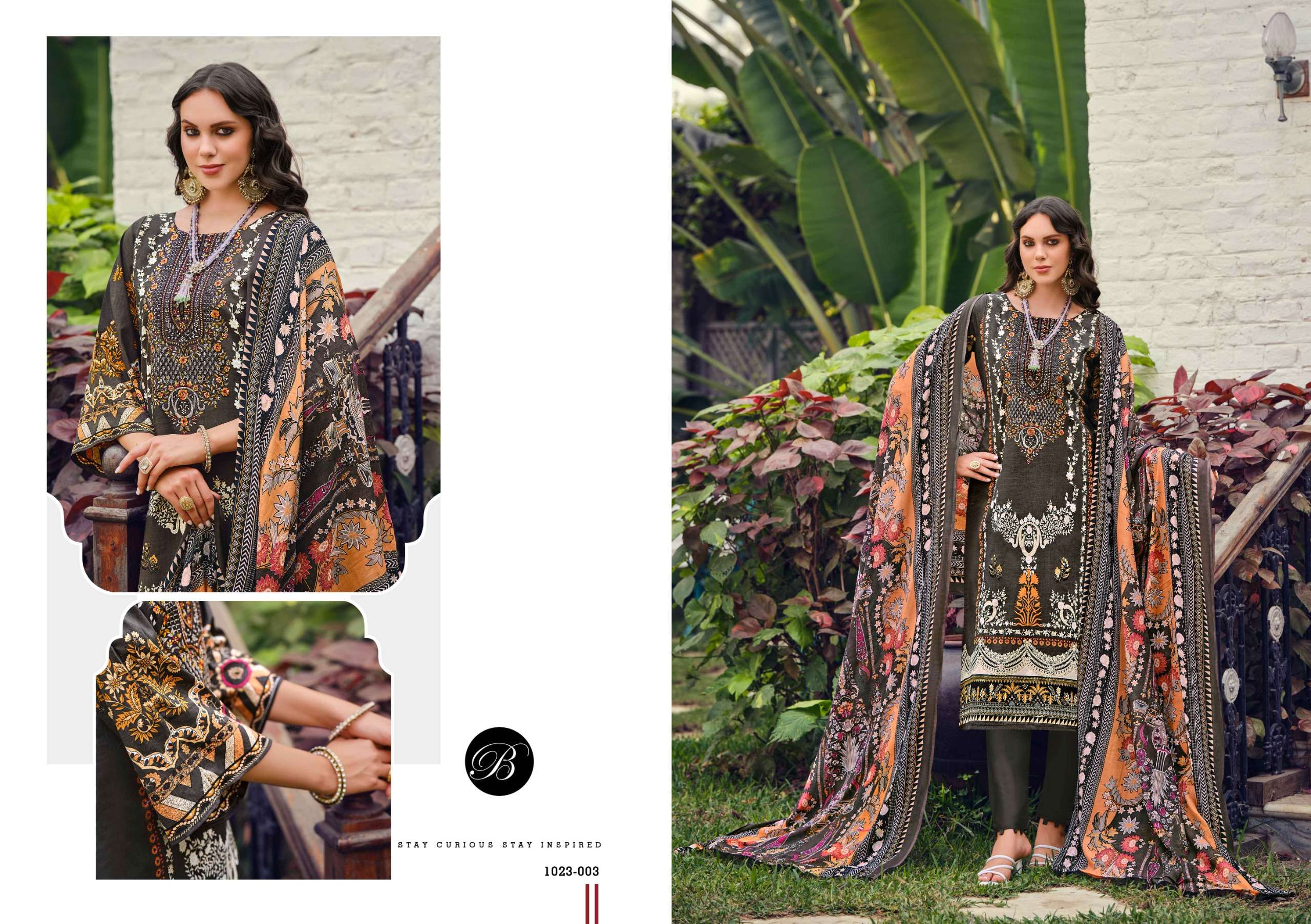 BELLIZA DESIGNER STUDIO RIWAYAT VOL 10 VISCOSE DIGITAL PRINT WITH FANCY WORK SUIT