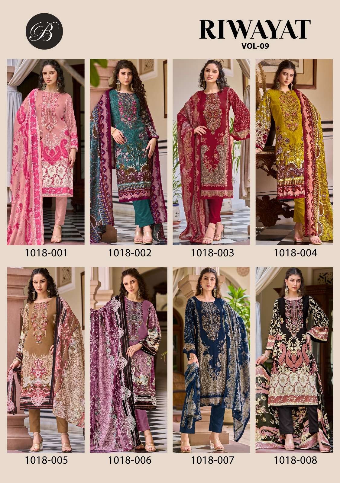 BELLIZA DESIGNER STUDIO RIWAYAT VOL 9 RAYON DIGITAL PRINTS WITH FANCY WORK SUIT 