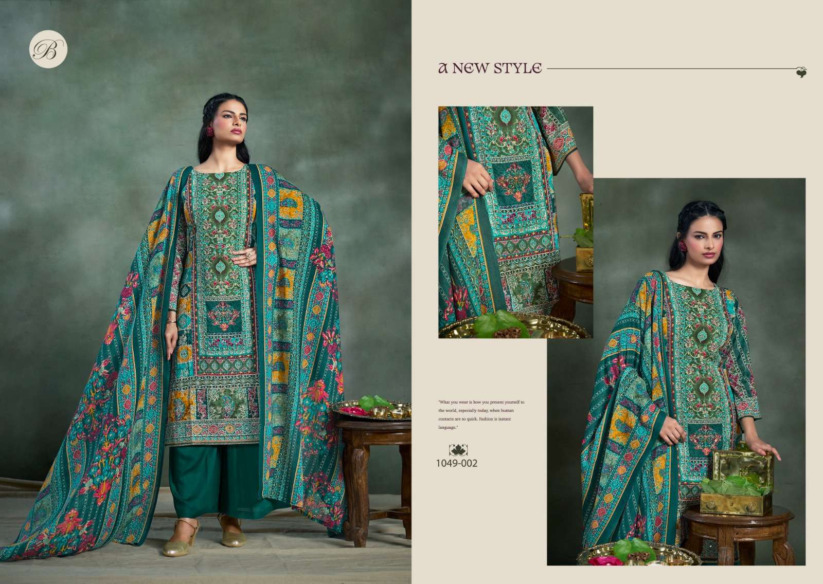 BELLIZA DESIGNER STUDIO SUHANA VISCOSE DIGITAL PRINT WITH FANCY WORK SUIT