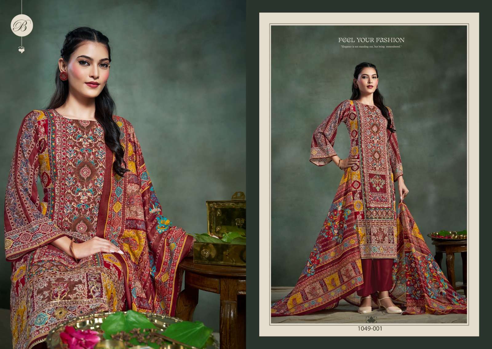 BELLIZA DESIGNER STUDIO SUHANA VISCOSE DIGITAL PRINT WITH FANCY WORK SUIT