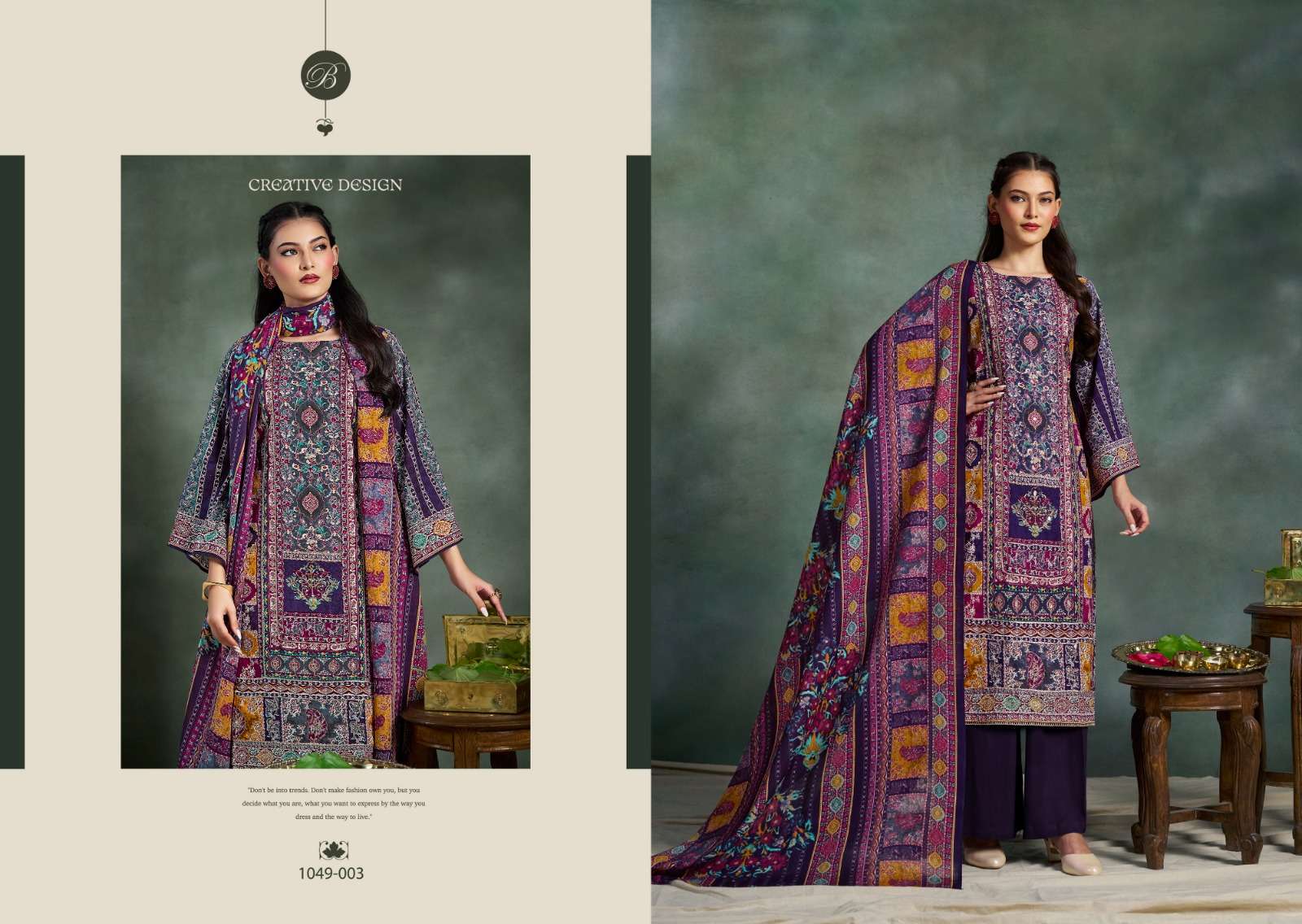 BELLIZA DESIGNER STUDIO SUHANA VISCOSE DIGITAL PRINT WITH FANCY WORK SUIT