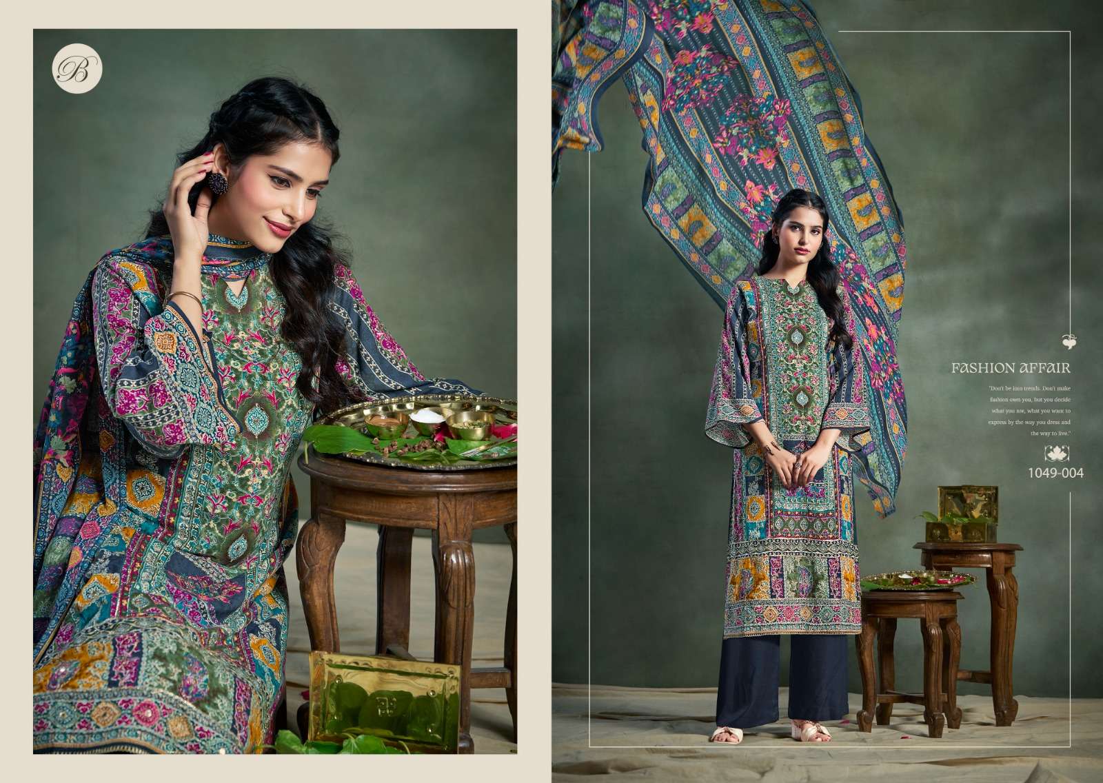 BELLIZA DESIGNER STUDIO SUHANA VISCOSE DIGITAL PRINT WITH FANCY WORK SUIT