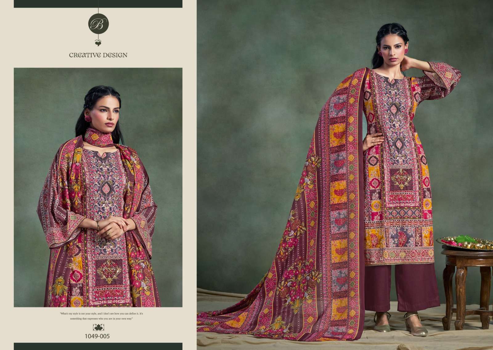 BELLIZA DESIGNER STUDIO SUHANA VISCOSE DIGITAL PRINT WITH FANCY WORK SUIT