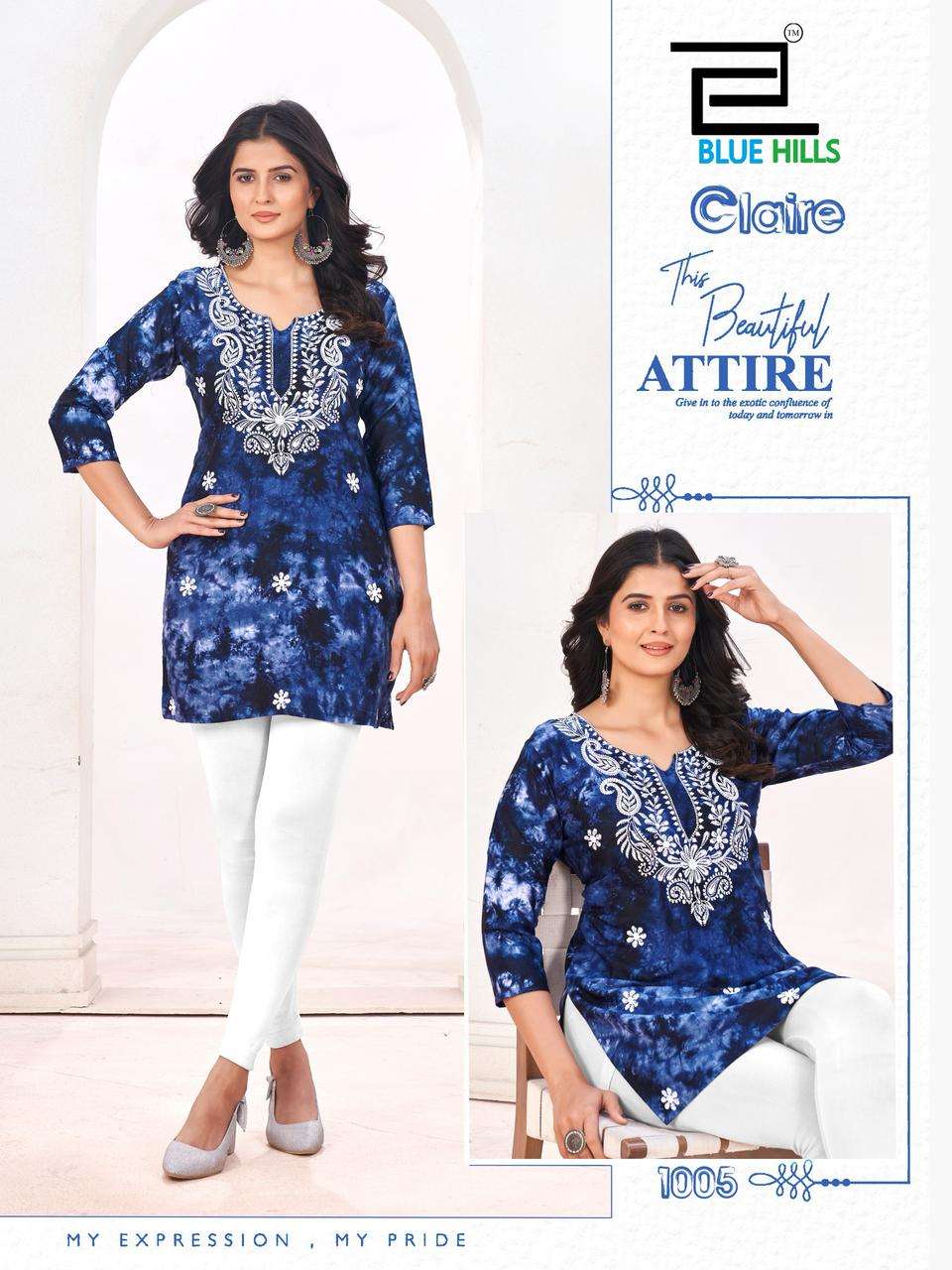 BLUE HILLS CLAIRE RAYON FANCY SUMMER WEAR SHORT KURTI