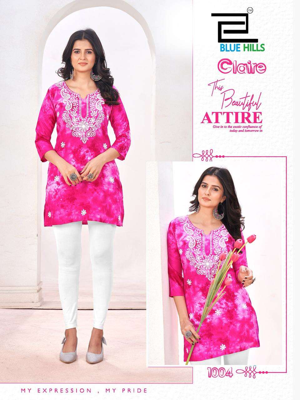 BLUE HILLS CLAIRE RAYON FANCY SUMMER WEAR SHORT KURTI