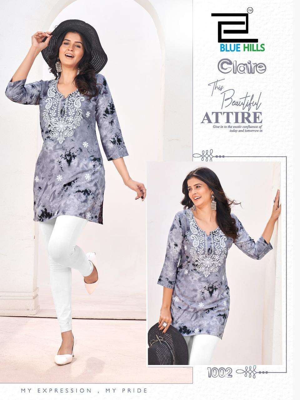 BLUE HILLS CLAIRE RAYON FANCY SUMMER WEAR SHORT KURTI