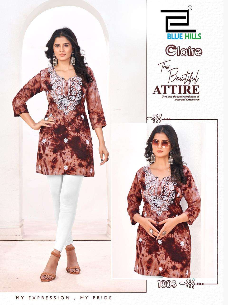 BLUE HILLS CLAIRE RAYON FANCY SUMMER WEAR SHORT KURTI