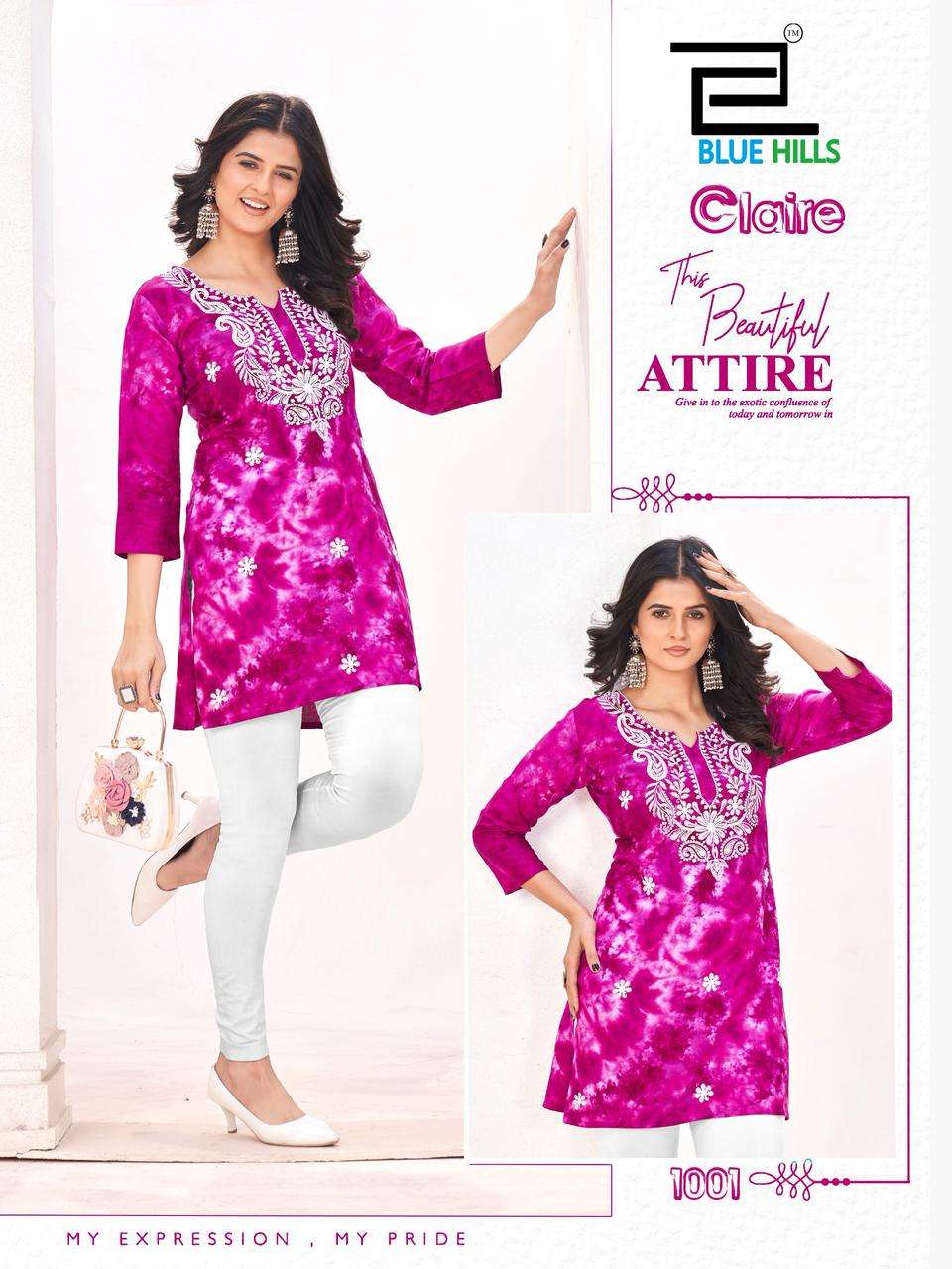 BLUE HILLS CLAIRE RAYON FANCY SUMMER WEAR SHORT KURTI