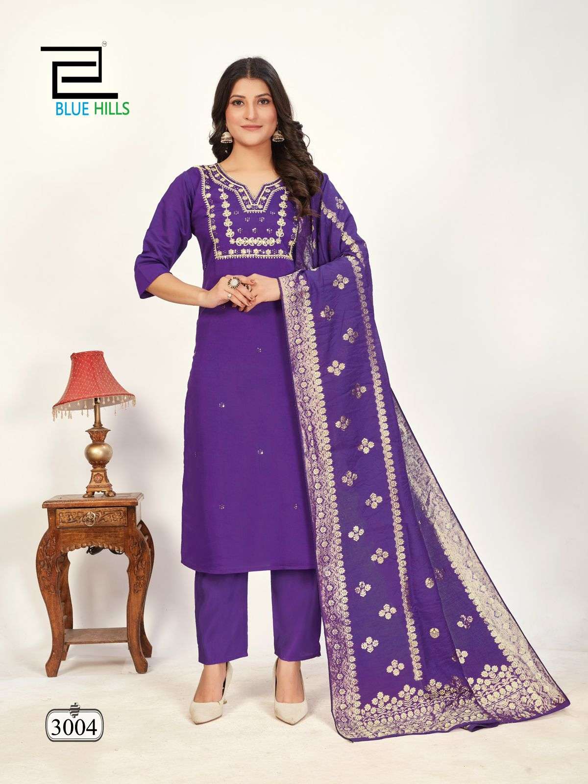 BLUE HILLS RAASHI VOL 3 SILK FANCY WORK KURTI COMBO SET 