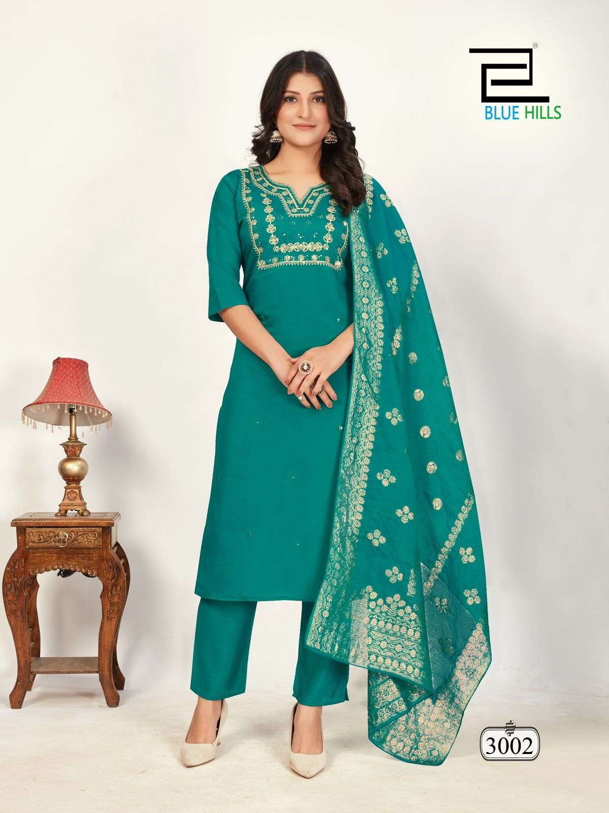 BLUE HILLS RAASHI VOL 3 SILK FANCY WORK KURTI COMBO SET 