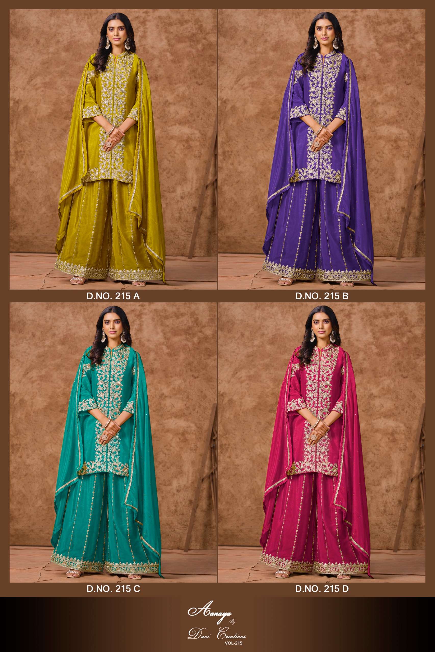 DANI CREATION AANAYA VOL 215 SILK HEAVY DESIGNER WORK PARTY WEAR SUIT