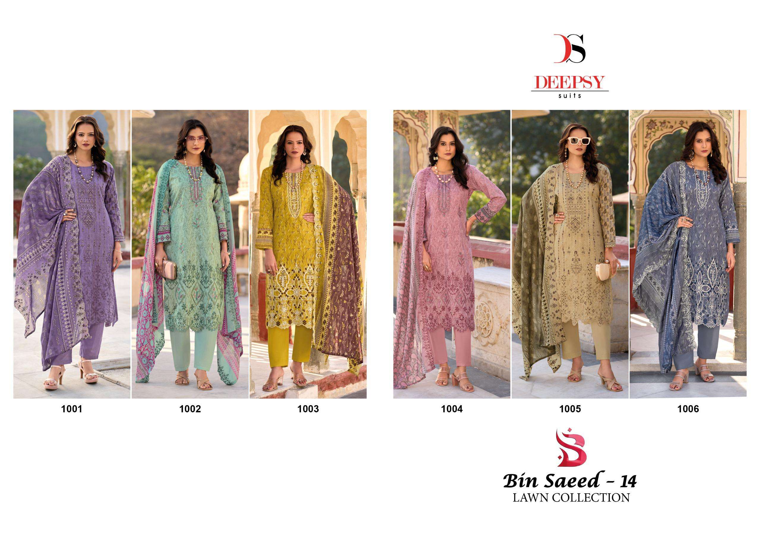 DEEPSY SUITS BIN SAEED LAWN COLLECTION VOL 14 COTTON FANCY WORK PAKISTANI SUIT