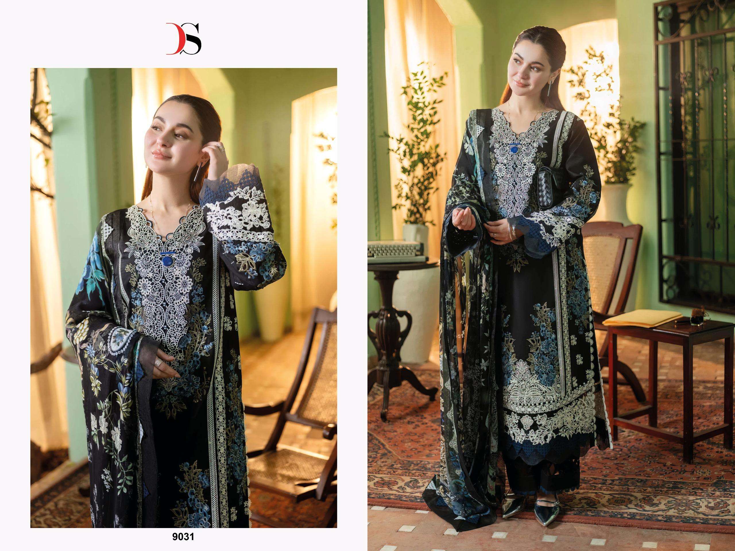 DEEPSY SUITS JADE OMBRE 25 COTTON PATCH EMBROIDERY WORK SUIT