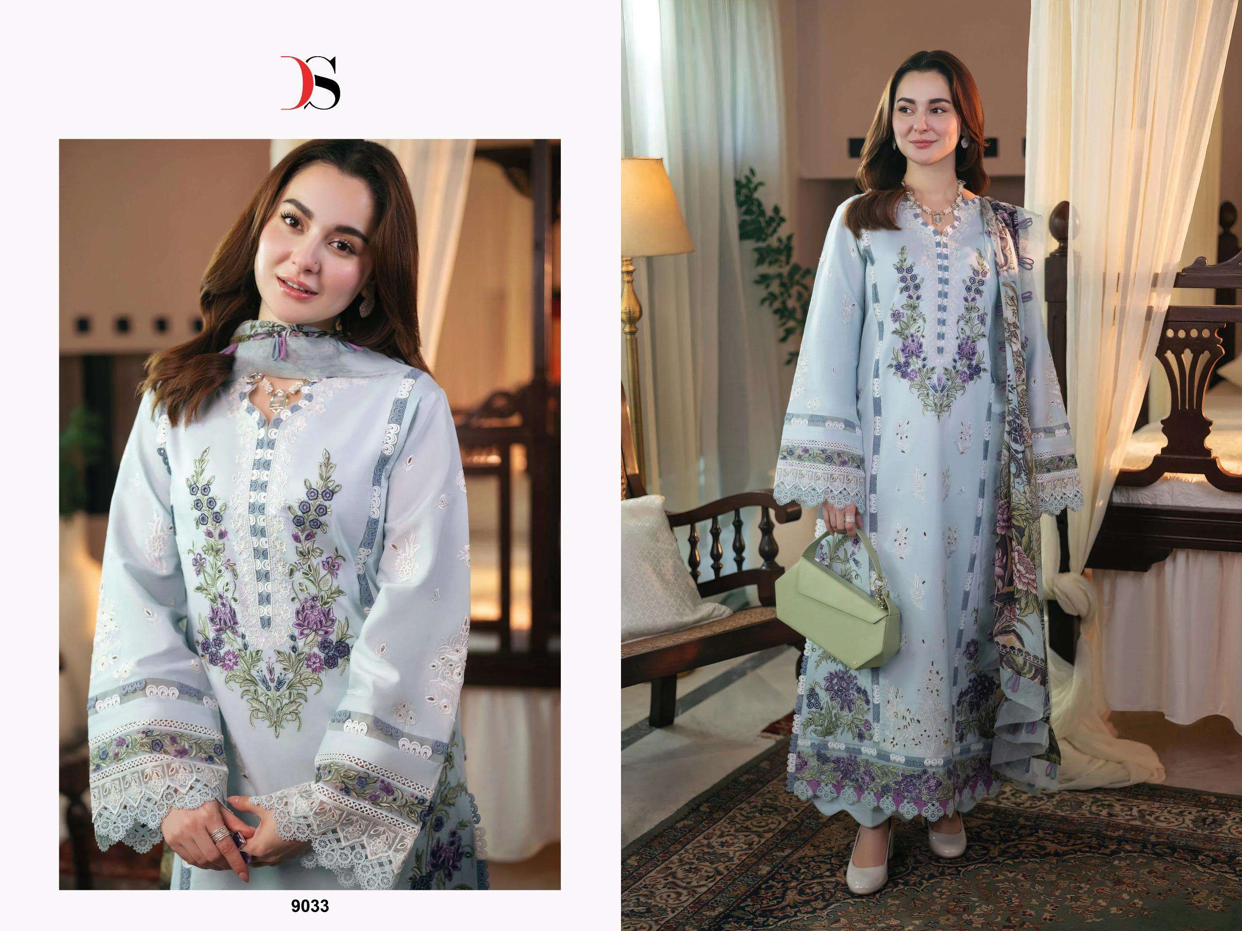 DEEPSY SUITS JADE OMBRE 25 COTTON PATCH EMBROIDERY WORK SUIT