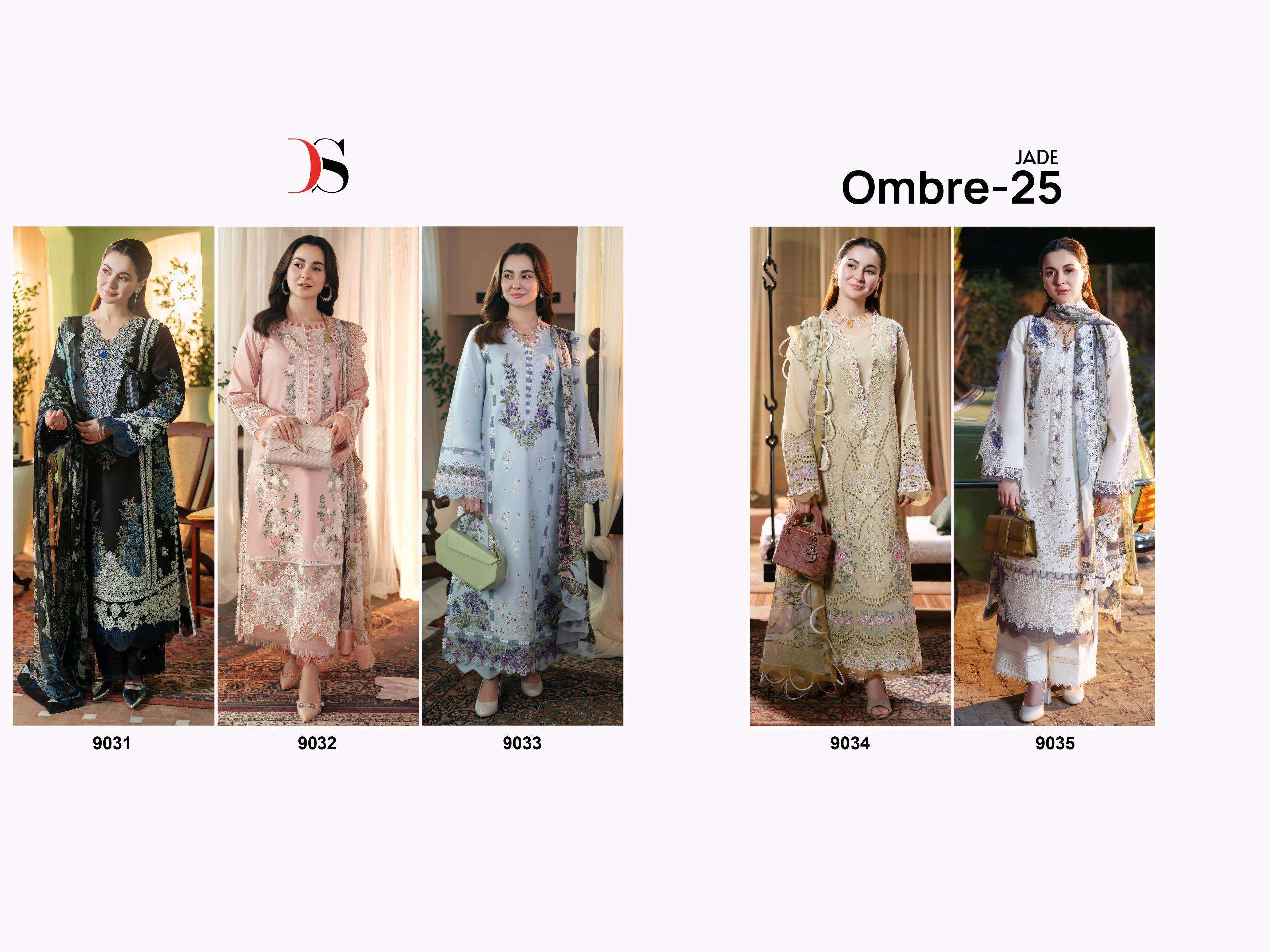 DEEPSY SUITS JADE OMBRE 25 COTTON PATCH EMBROIDERY WORK SUIT