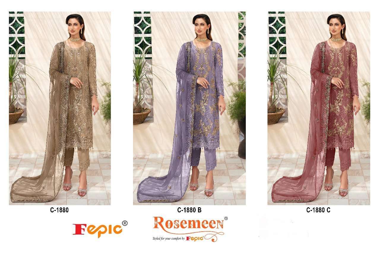 FEPIC ROSEMEEN C 1880 ORGANZA EMBROIDERED PAKISTANI SUIT