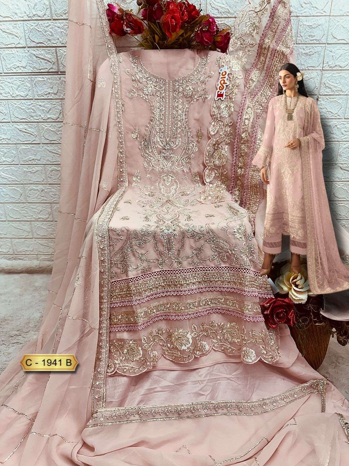 FEPIC ROSEMEEN C 1941 GEORGETTE EMBROIDERED PAKISTANI SUIT