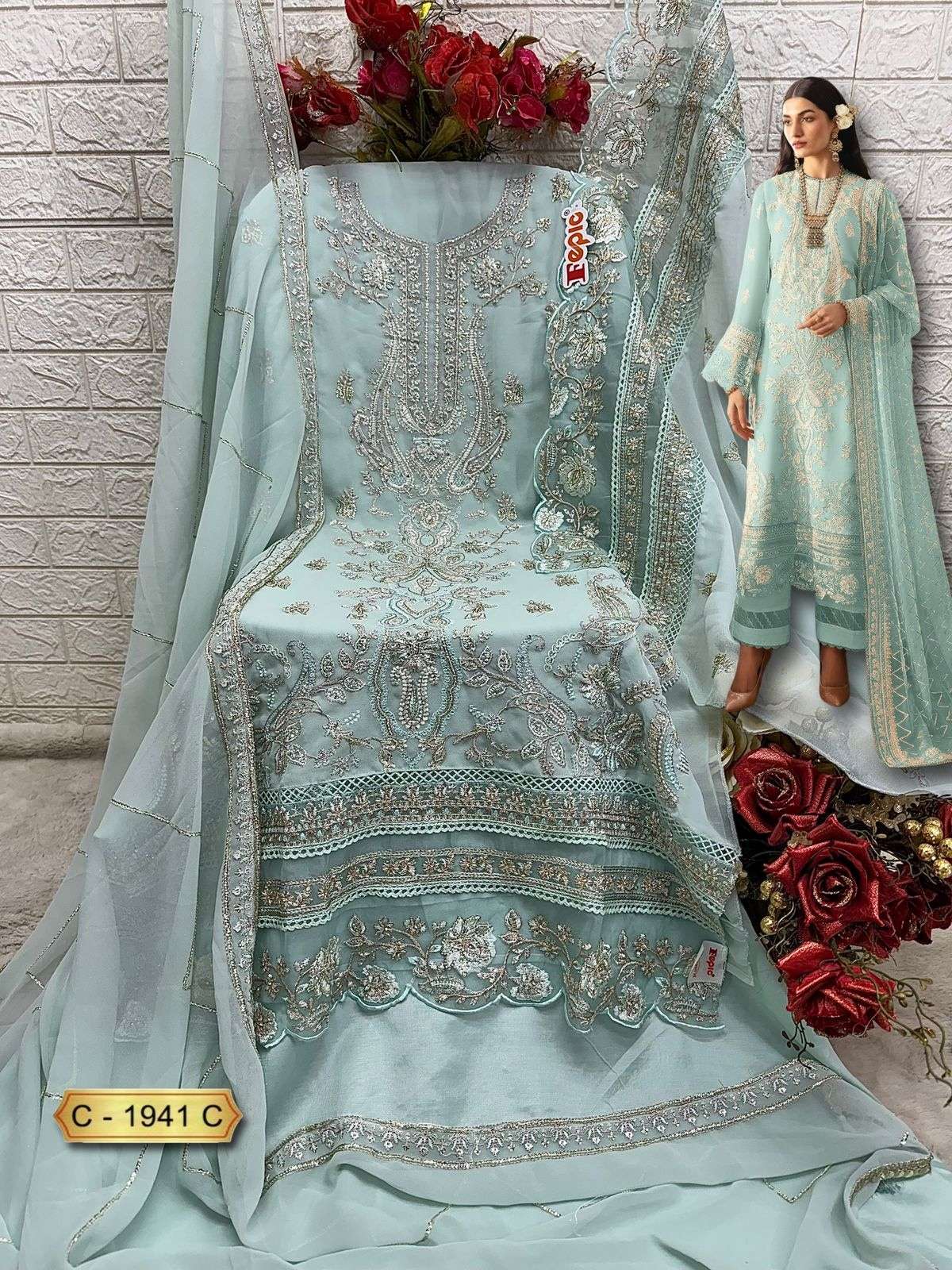 FEPIC ROSEMEEN C 1941 GEORGETTE EMBROIDERED PAKISTANI SUIT