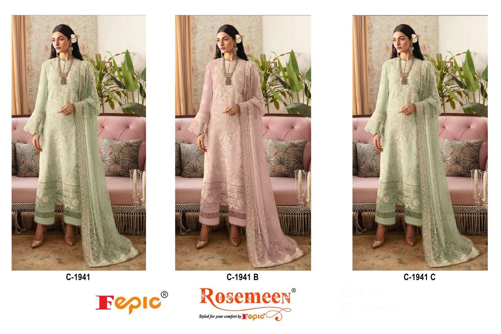 FEPIC ROSEMEEN C 1941 GEORGETTE EMBROIDERED PAKISTANI SUIT
