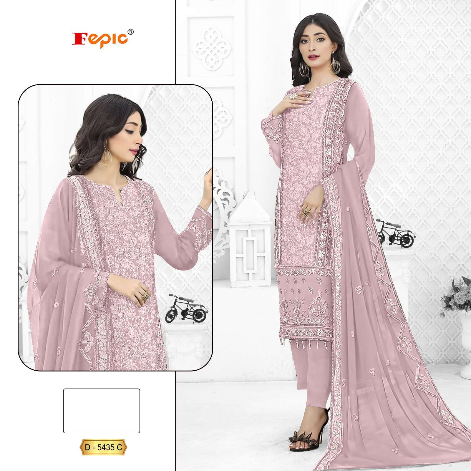 FEPIC ROSEMEEN D 5435 GEORGETTE DESIGNER WORK FANCY SUIT